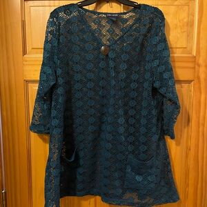 SML Sport Teal Lace Knit Top